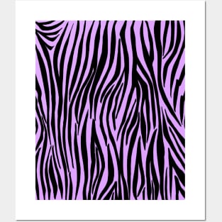 Zebra Stripes in Black and Lilac Purple Posters and Art